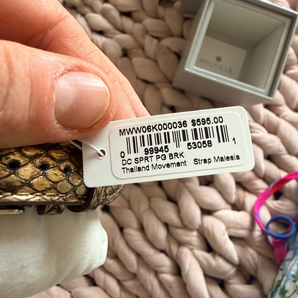 Michele Deco Sport Rose Gold Watch with Metallic Bronze Snakeskin Leather Strap - Picture 6 of 7